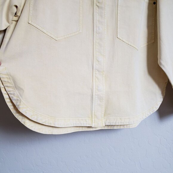 Faherty Sunny Oversized Organic Cotton Blend Shacket Washed Yellow Women's Large - Picture 4 of 10